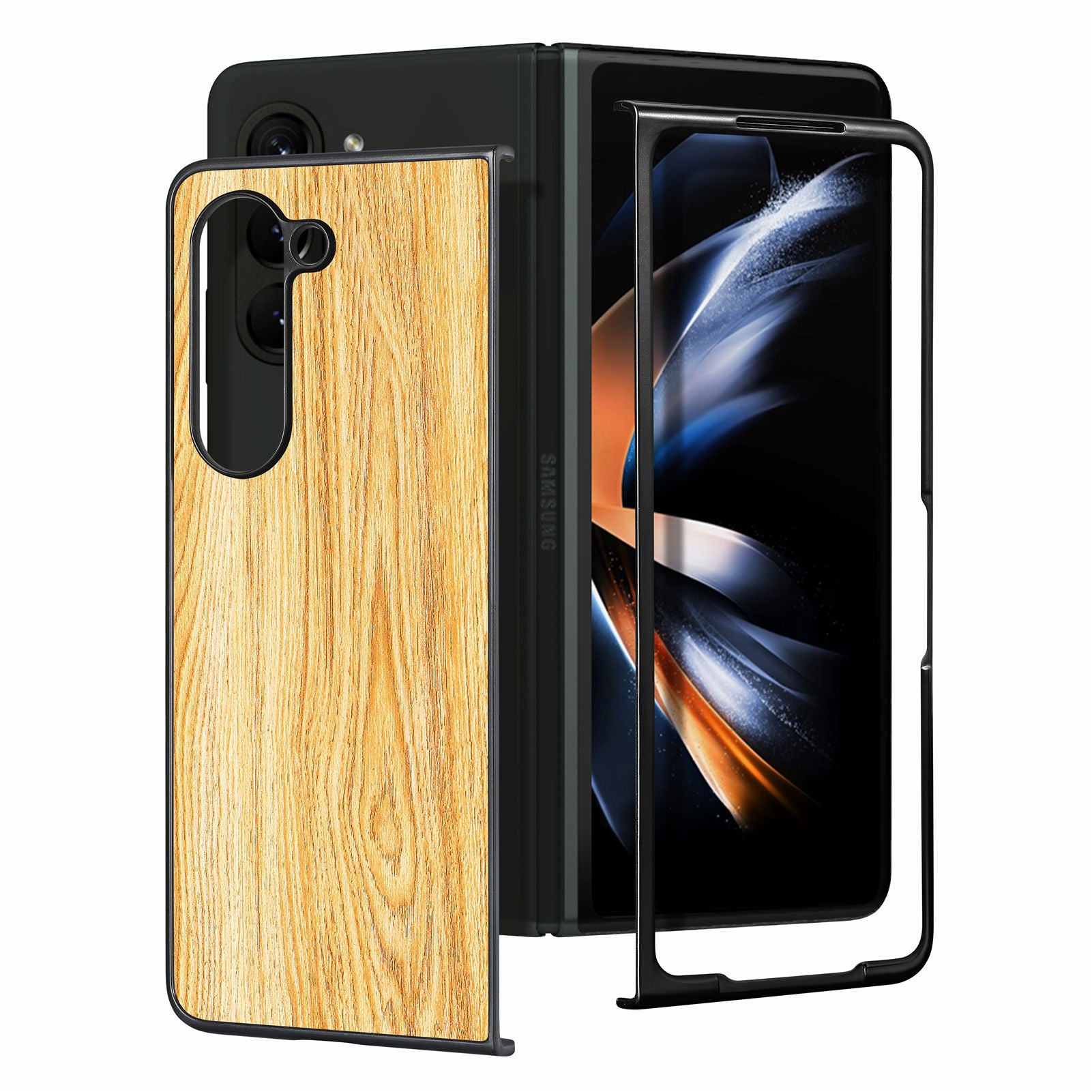Wood Texture Phone Case for Samsung Galaxy Z Fold5 5G PU Leather Coated PC Shockproof Hard Cover Wood Texture Phone Case for Samsung Galaxy Z Fold5 5G PU Leather Coated PC Shockproof Hard Cover